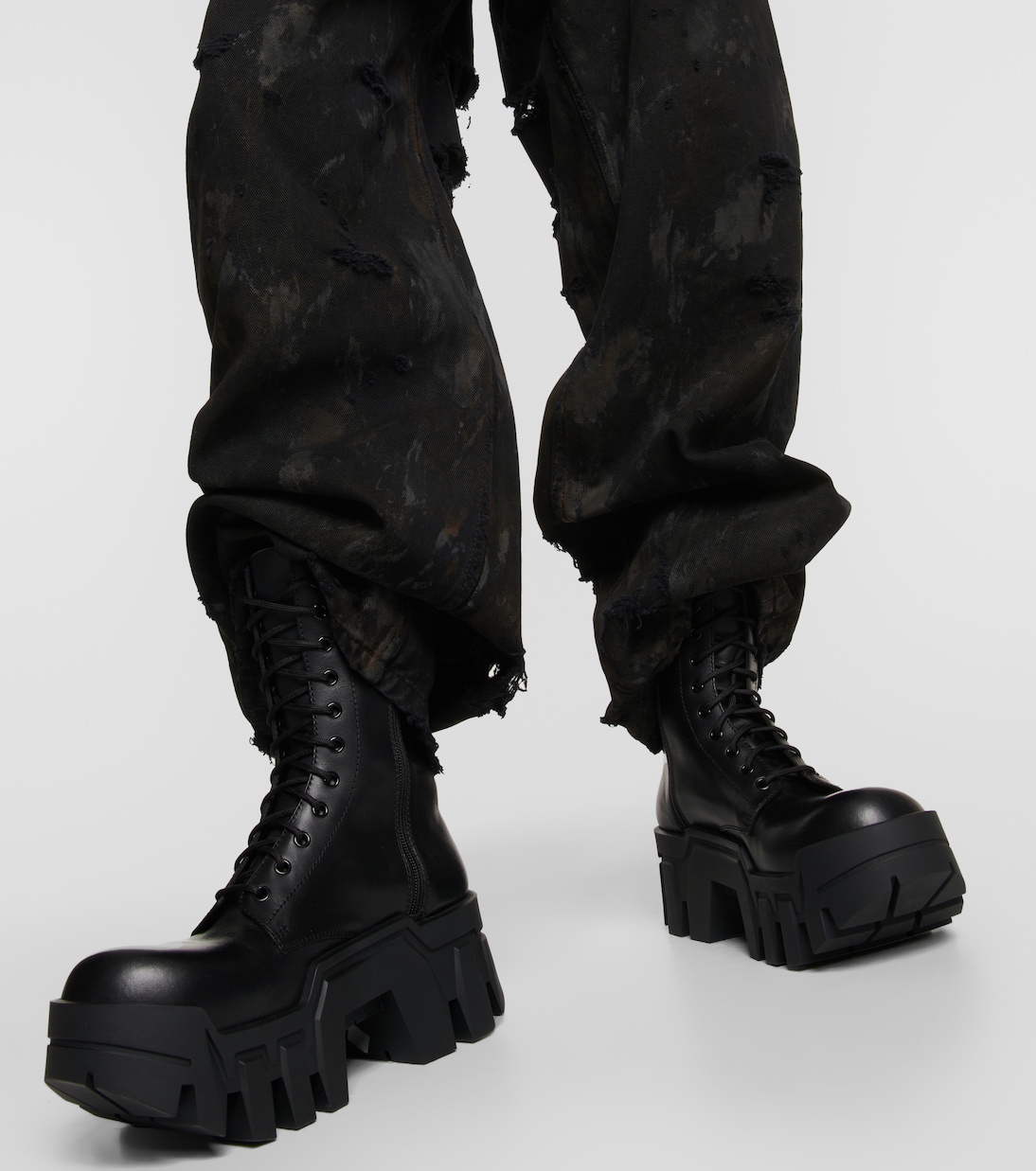 Bulldozer lace-up leather ankle boots in black - Balenciaga