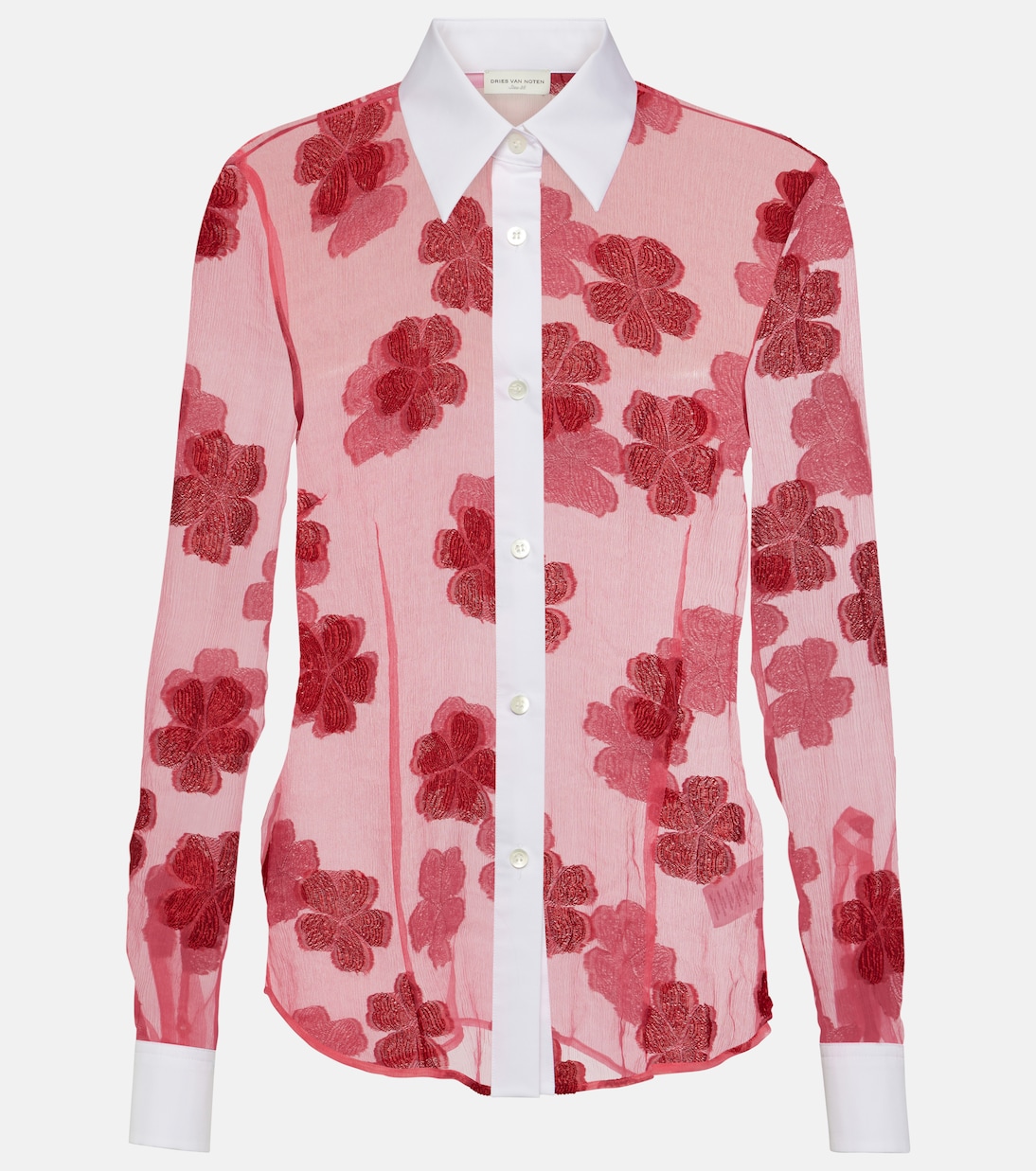 Floral cotton jacquard shirt in pink - Dries Van Noten | Mytheresa