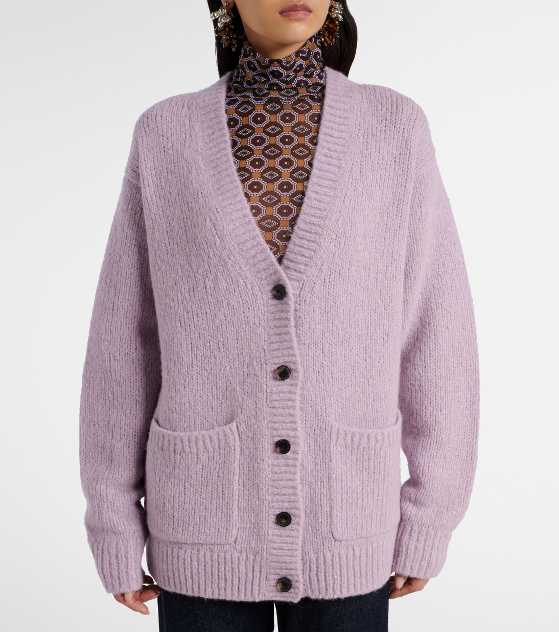 Alpaca and wool-blend cardigan in purple - Dries Van Noten | Mytheresa