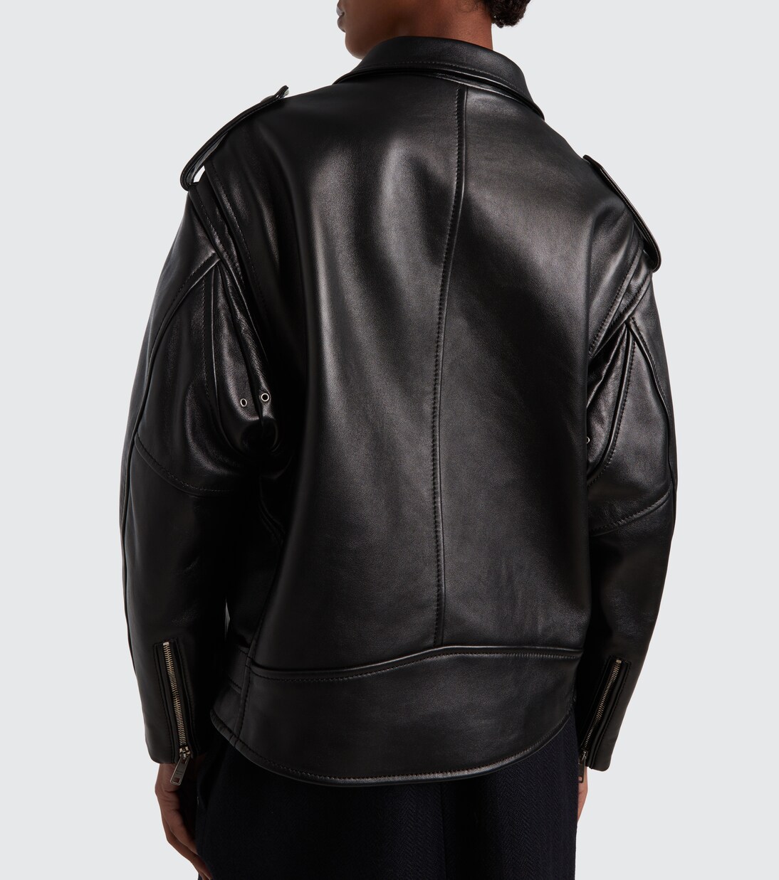 Leather biker jacket in black - Prada | Mytheresa