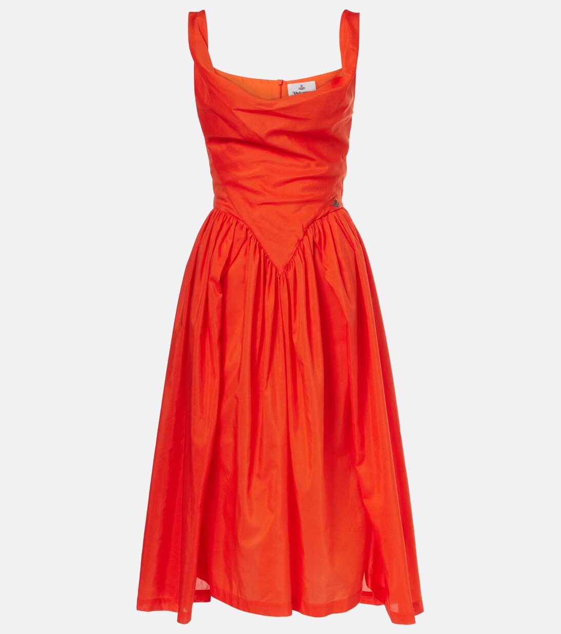 Sunday cotton and silk midi dress in orange - Vivienne Westwood