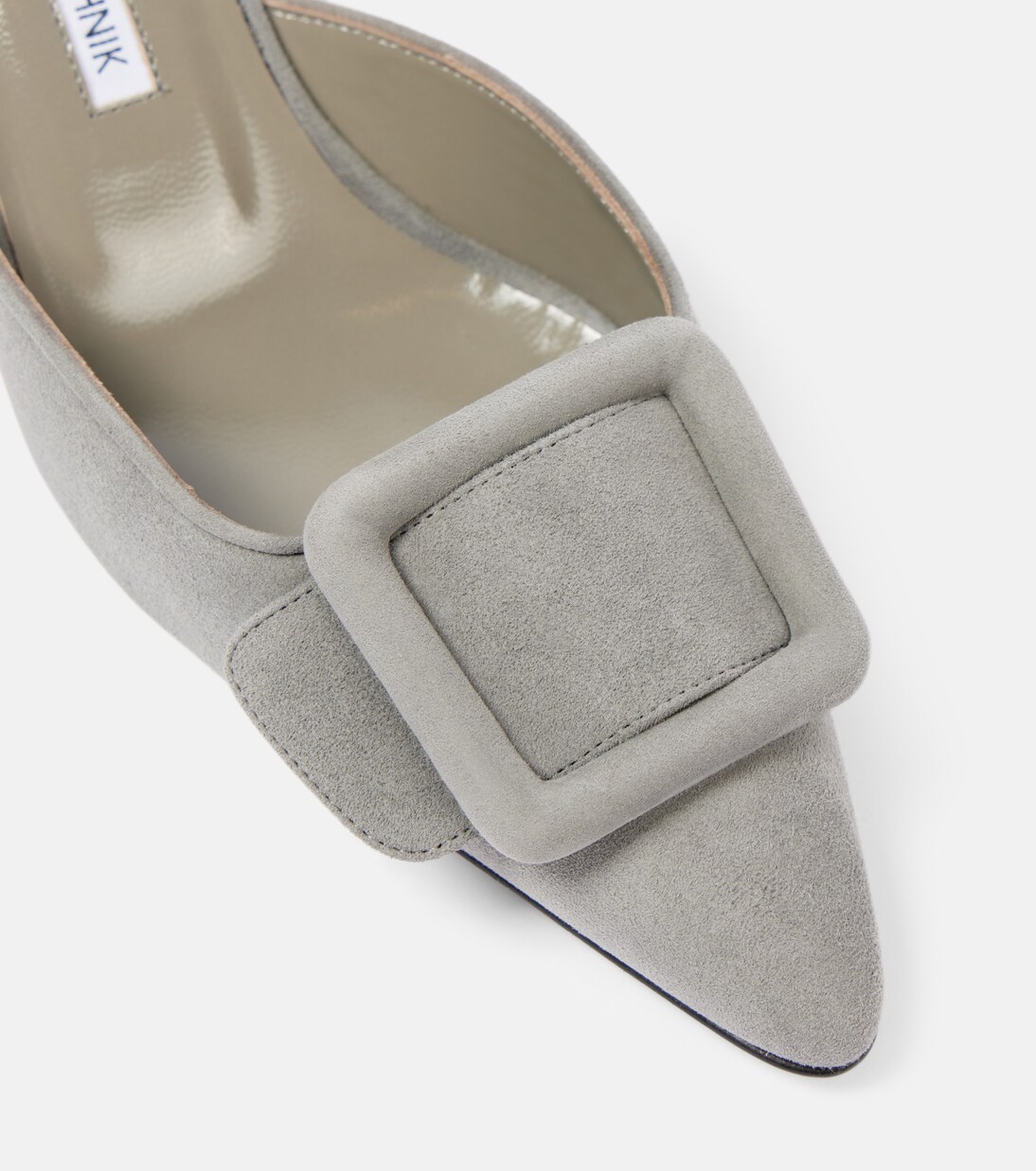 Maysale 50 suede mules in grey - Manolo Blahnik | Mytheresa
