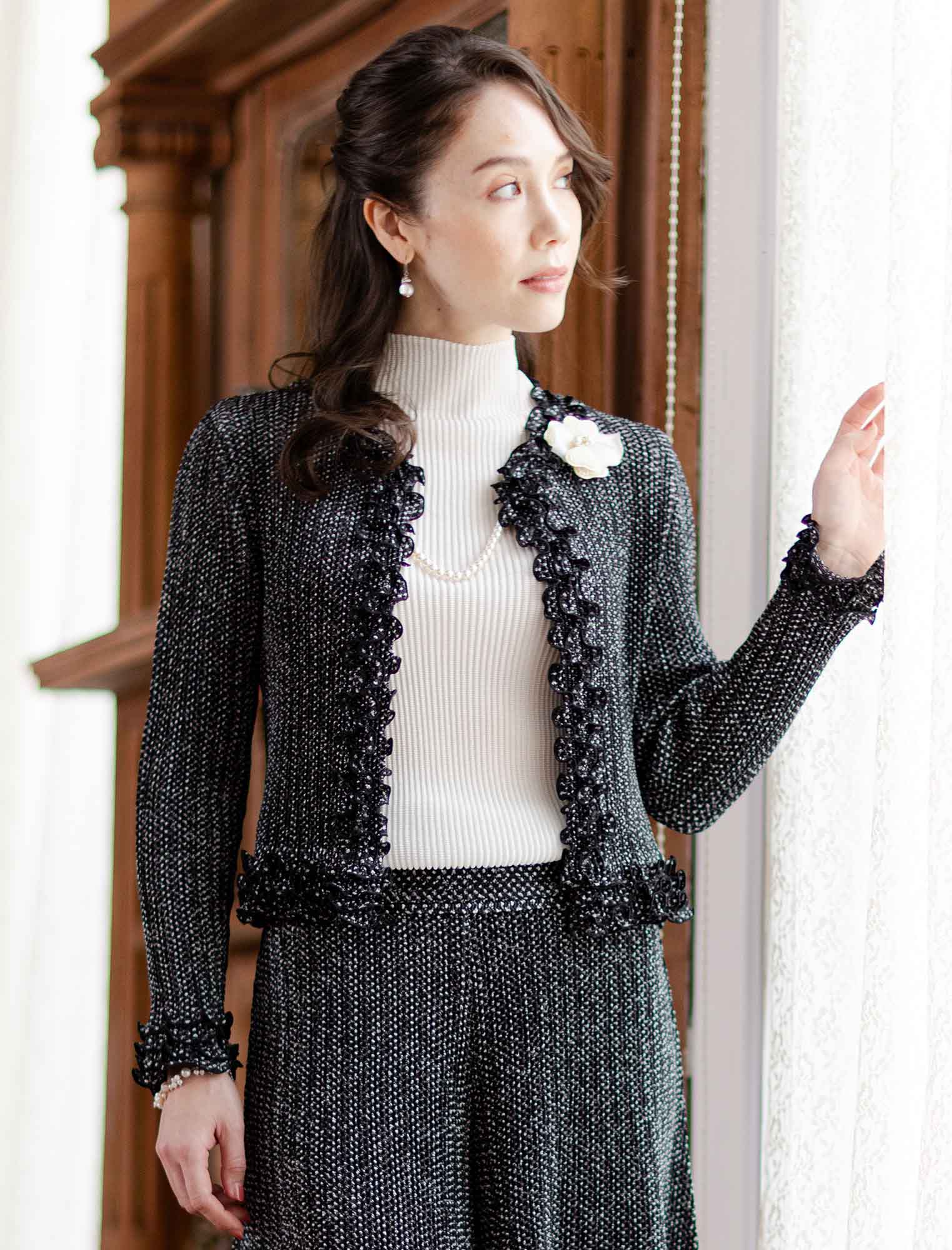 シャトルプリーツ メロウフリル ノーカラージャケット | Northmall