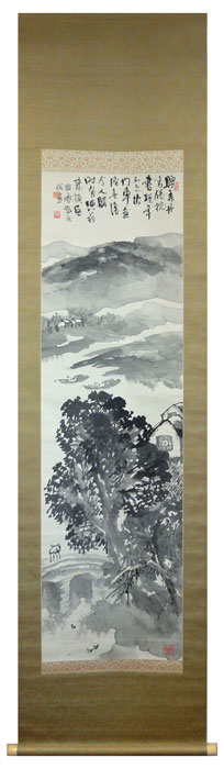 橋本関雪 江邨漁隠図/掛け軸 絵画の買取.販売.表装/書画専門 長良川画廊