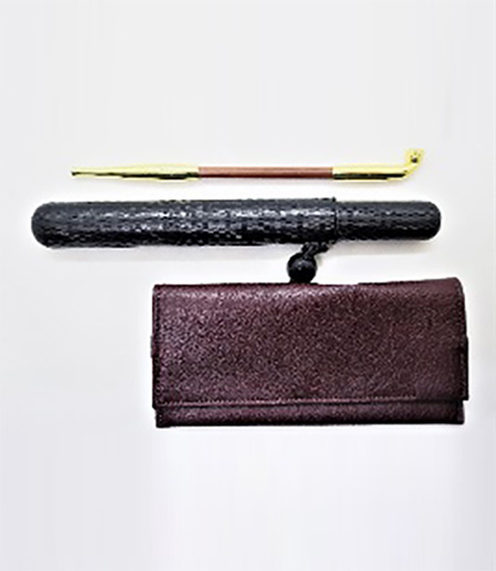 宝船 腰差し煙草入れ・丸福煙管（茶×金） 柘製作所-商品詳細：浅草中屋