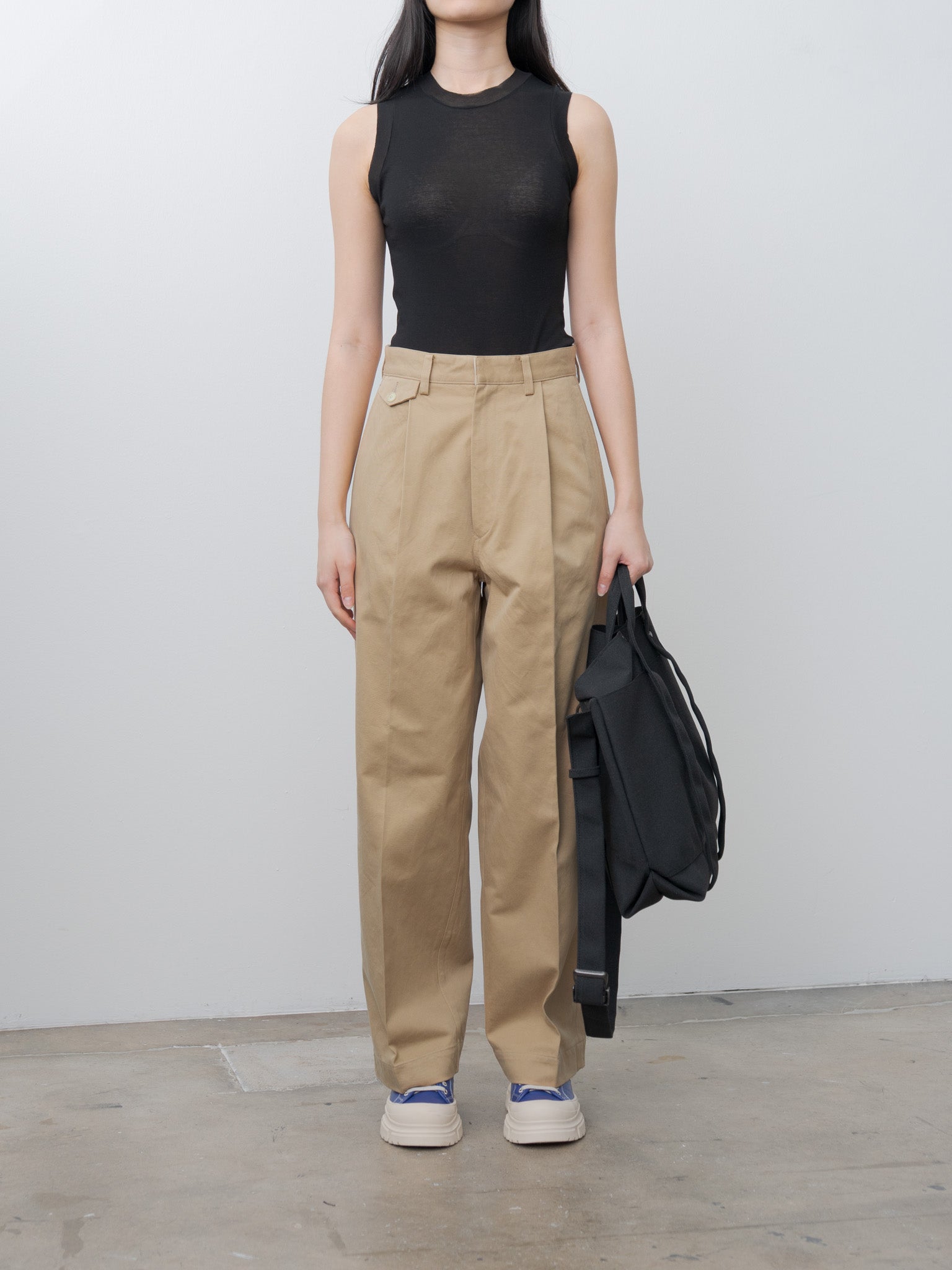 Namu Shop - Auralee Washed Finx Chino One-Tuck Pants - Camel Brown