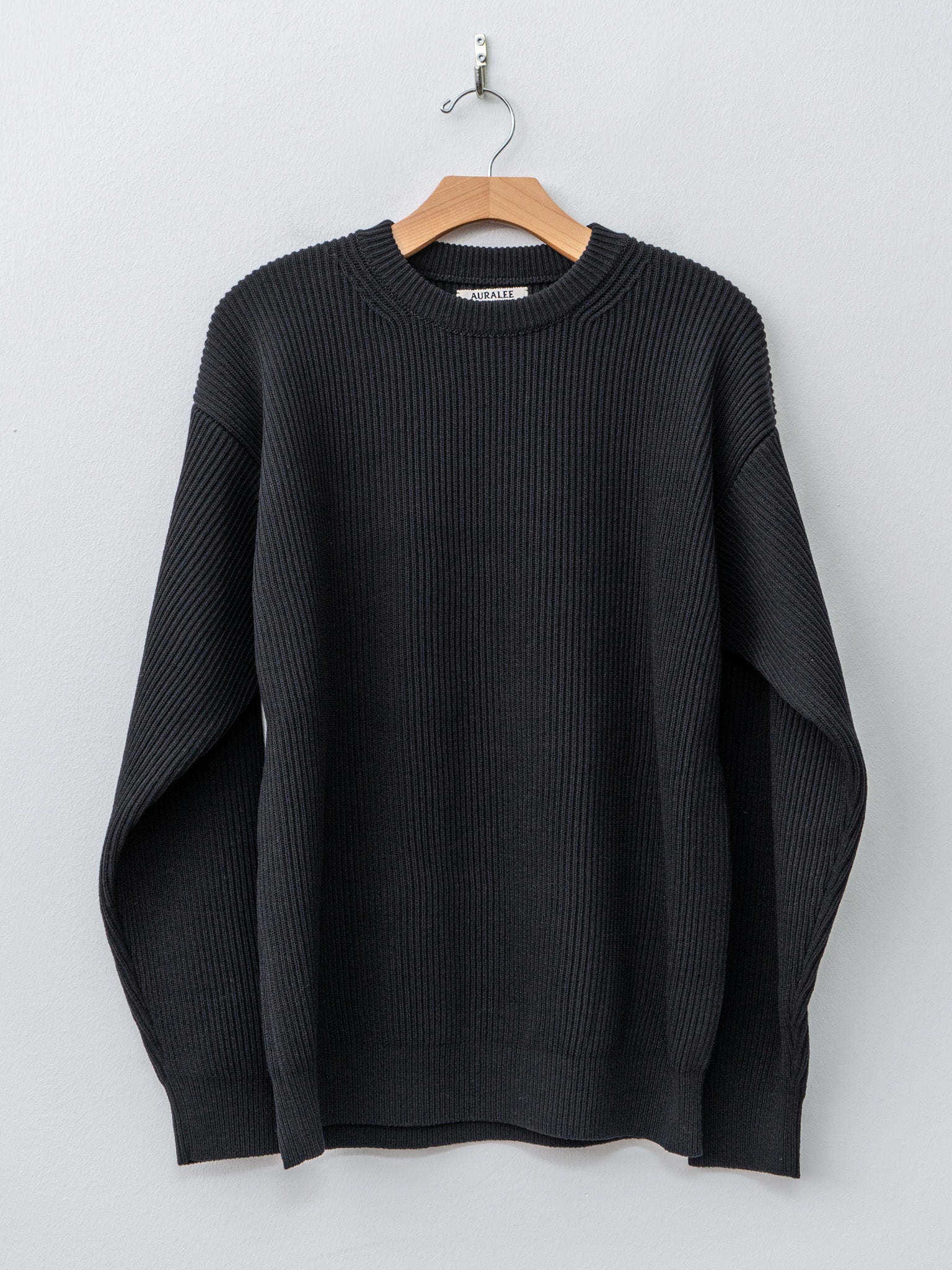 Namu Shop - Auralee Super Fine Wool Rib Knit P/O - Black