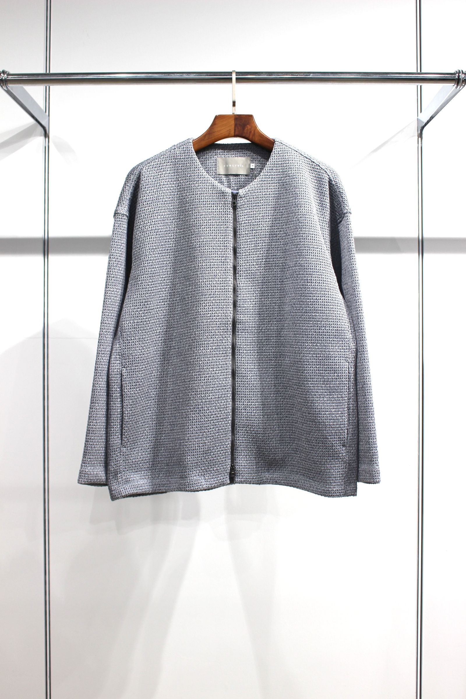 CURLY&Co. - HONEYCOMB KNIT ZIP-UP CARDIGAN | M.GRAY | カーディガン