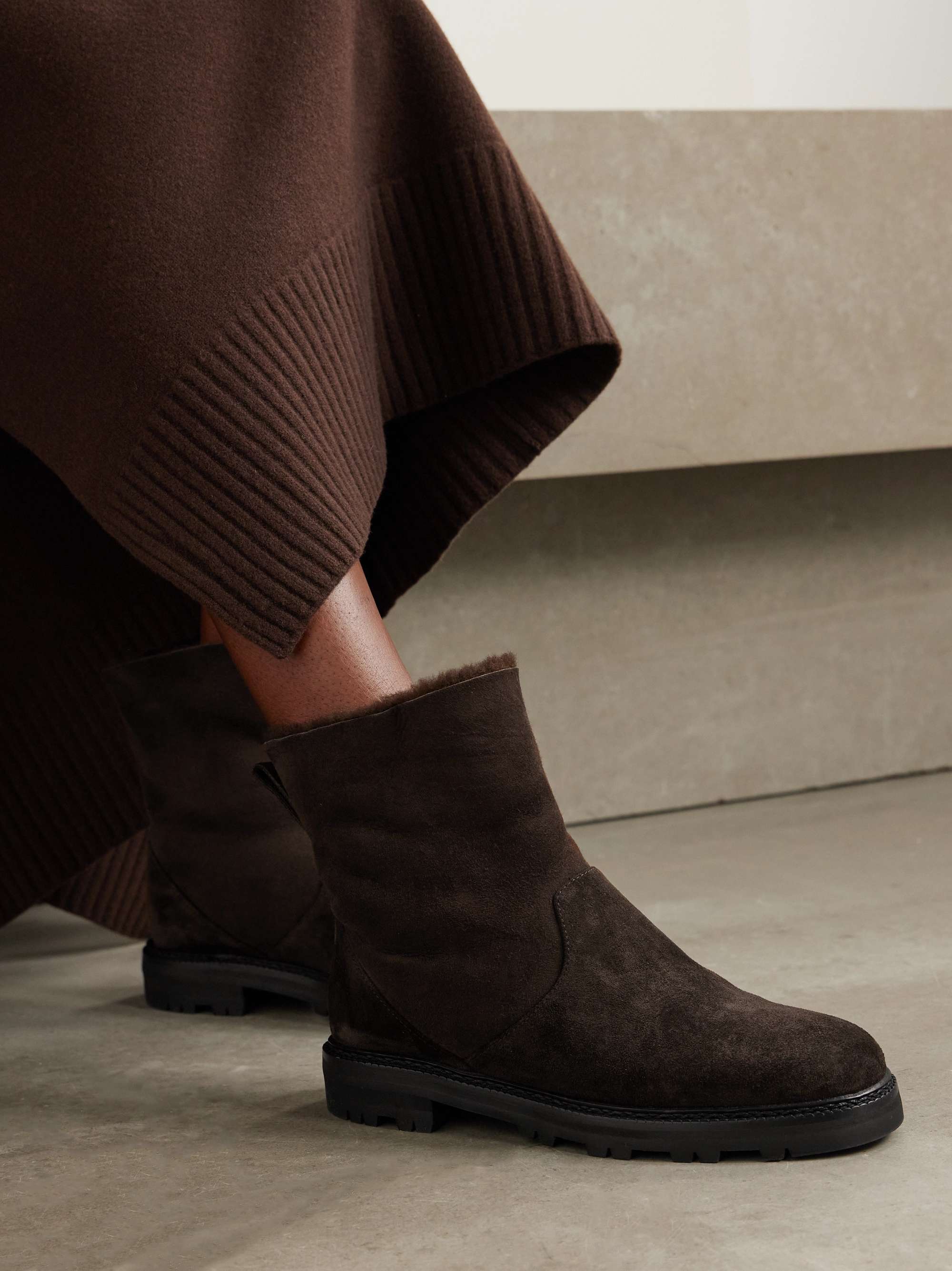 MANOLO BLAHNIK Tomosa shearling-lined suede ankle boots | NET-A-PORTER