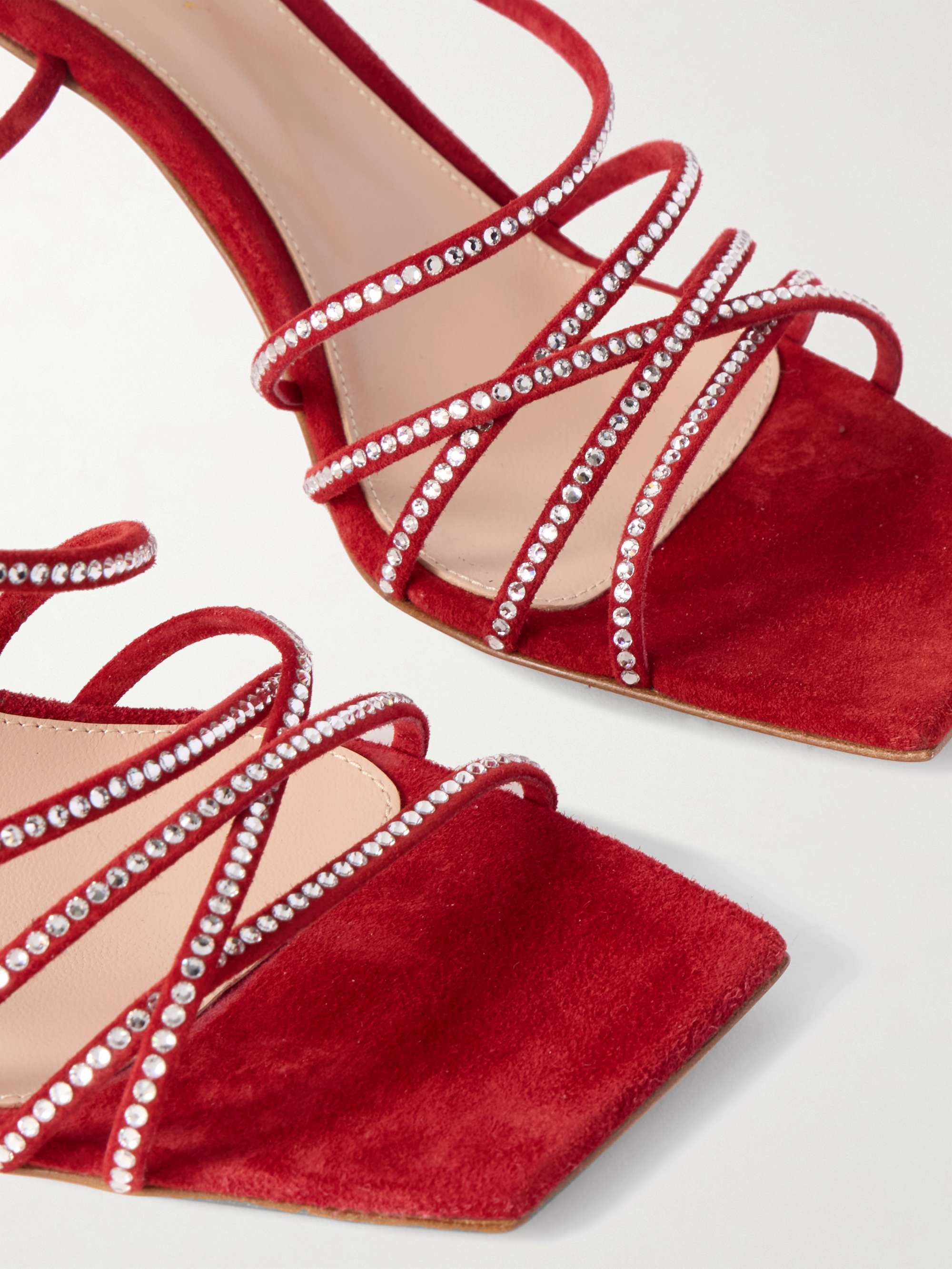 GIANVITO ROSSI 75 crystal-embellished suede sandals | NET-A-PORTER