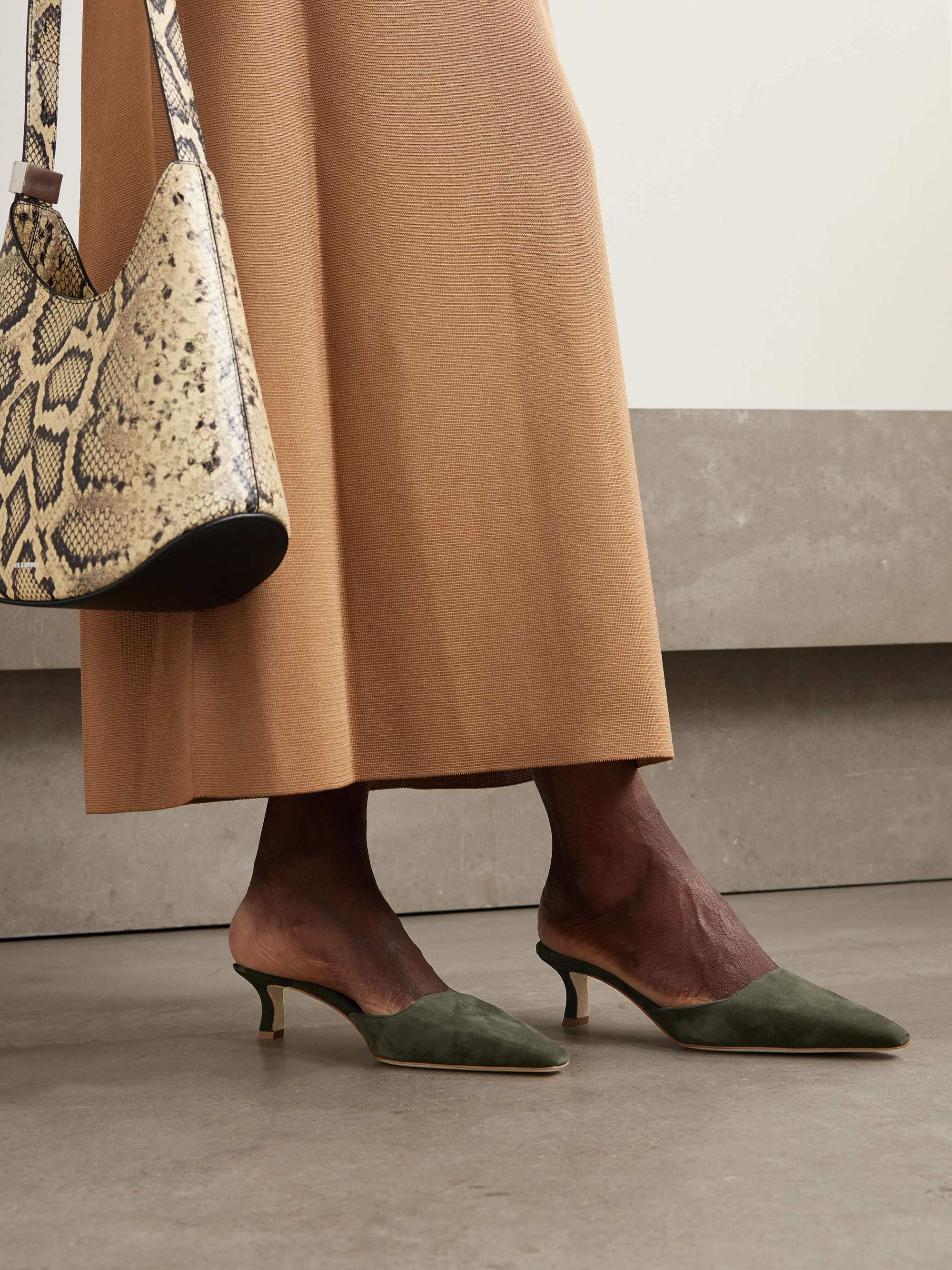 MANOLO BLAHNIK Moiramu 50 suede mules | NET-A-PORTER