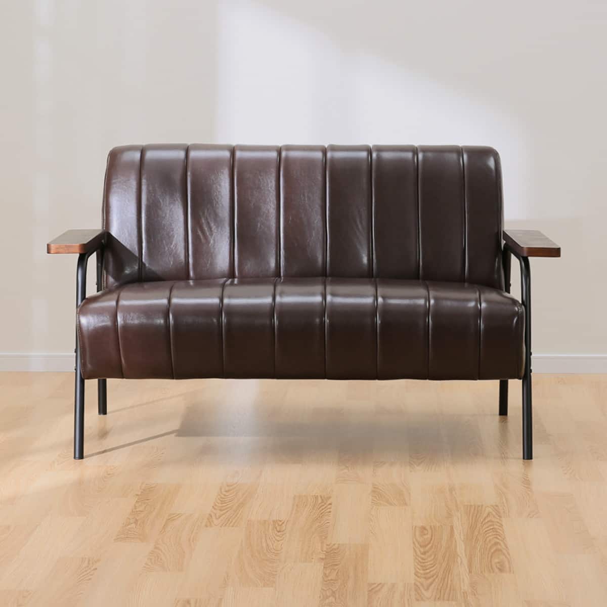 傷・汚れに強い 2人掛けソファ 合皮タイプ (ステイン2KD Nシールド DBR