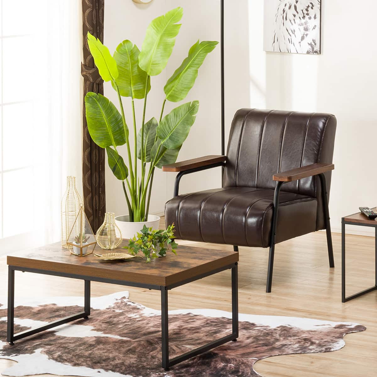 傷・汚れに強い 1人掛けソファ 合皮タイプ (Nシールド ステイン2KD DBR