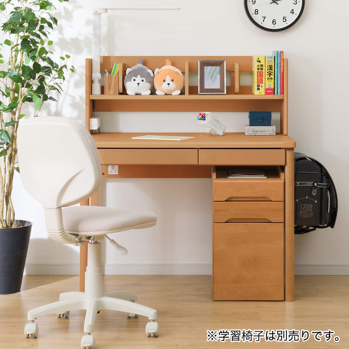 スタンダードデスク ワゴン + ライトコンセントBOX付き (メルシーQ LBR