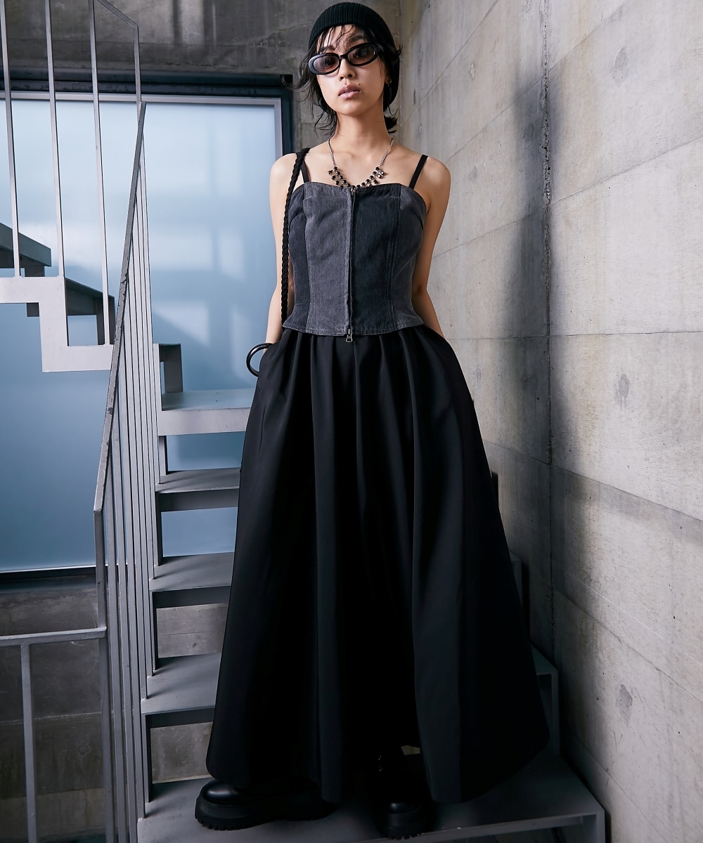 ベアトップマキシワンピース(共布ベルト付)＜大きいサイズ有＞GEVS