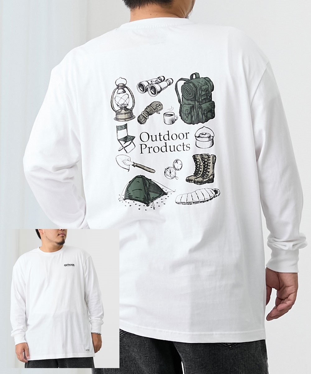 バックプリント長袖Tシャツ アウトドアプロダクツ【大きいサイズ