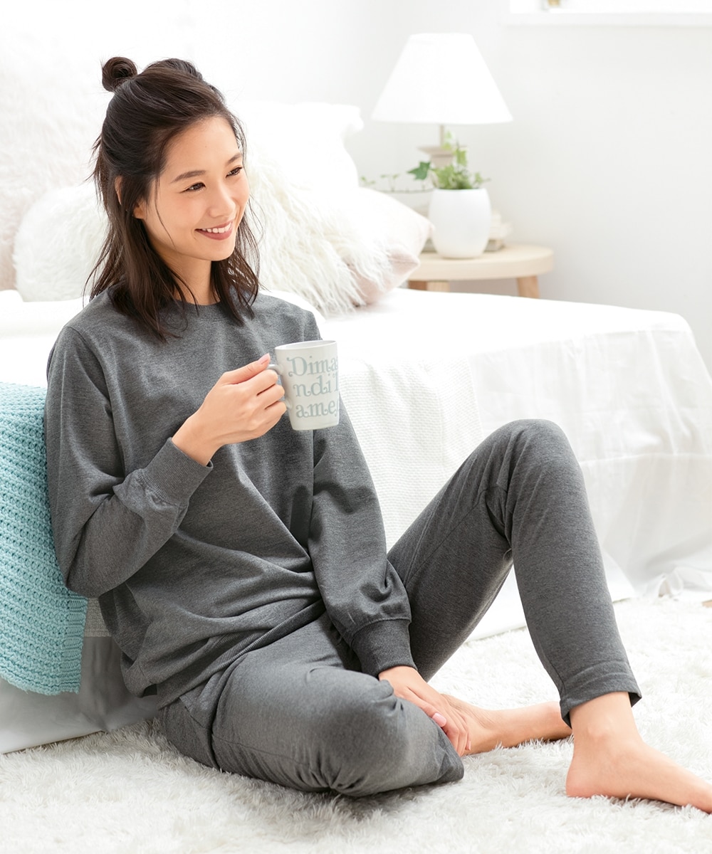 ミニ裏毛薄手シンプル無地スウェット上下セット 通販【ニッセン】