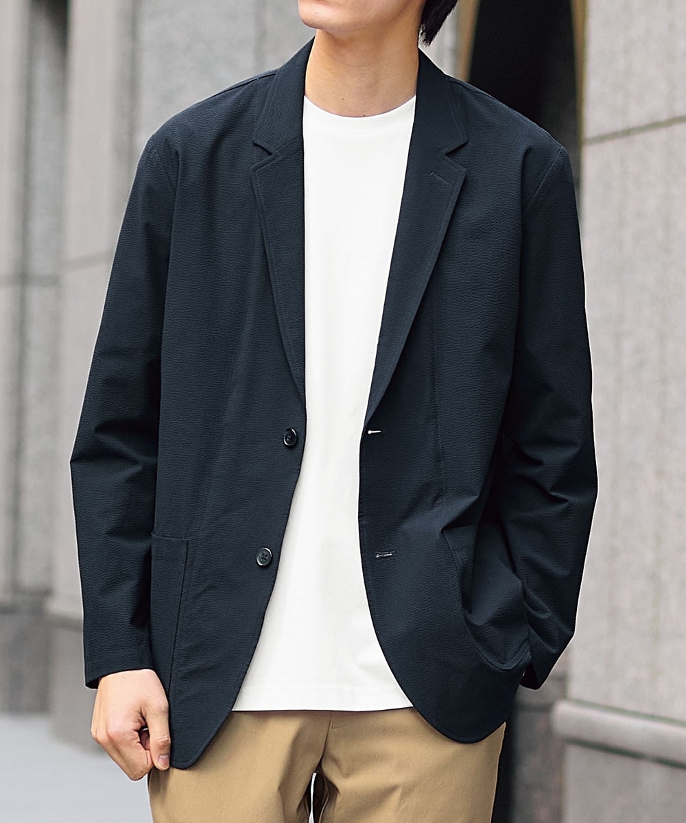メンズスーツ】セットアップ可能ストレッチシアサッカーテーラード