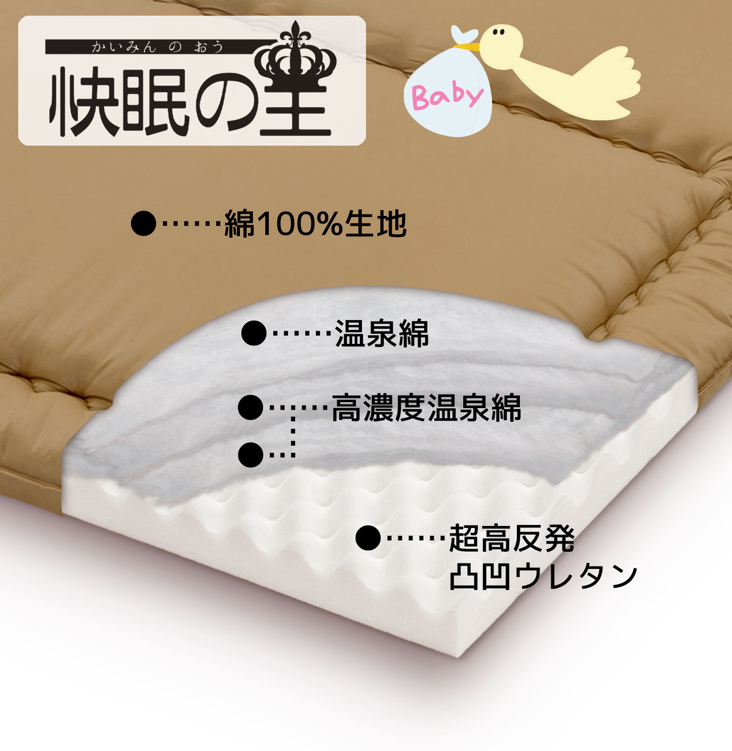 快眠の王 ベビー｜敷布団・羽毛布団・掛け布団・布団製造直販《櫻道