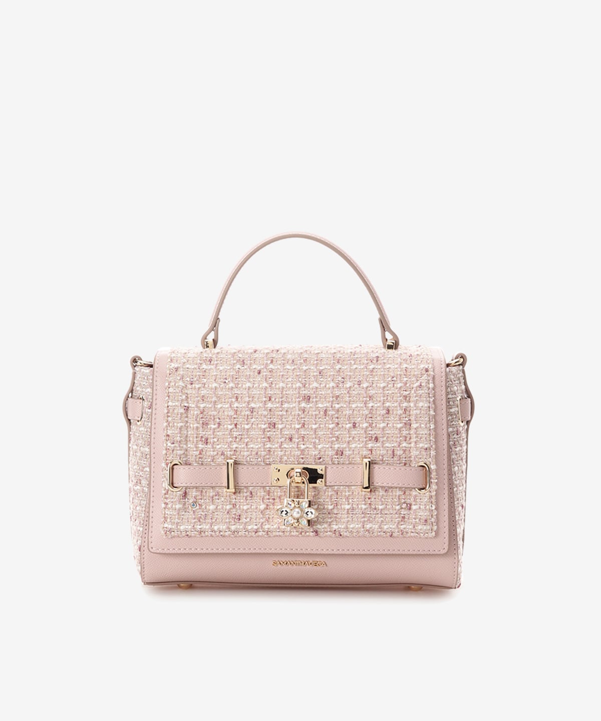 ツイードベルトビジューショルダーバッグ(FREE ピンクベージュ