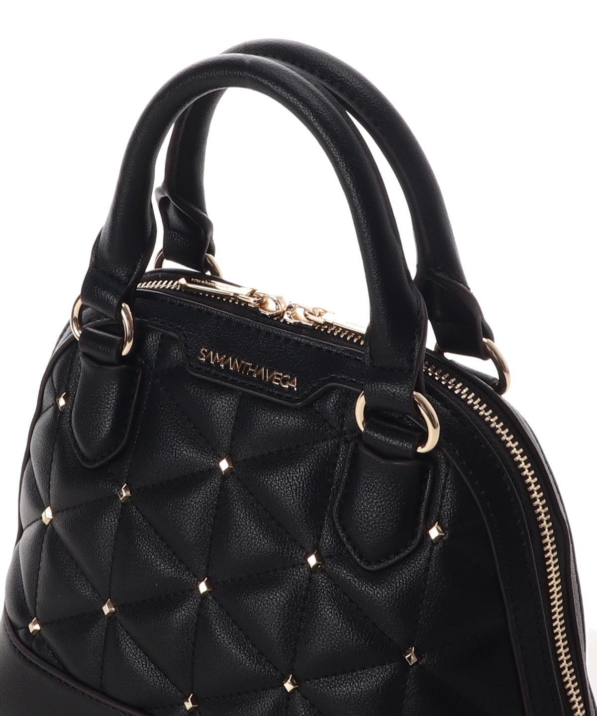 キルティングスタッズハンドバッグ（小）(FREE ブラック