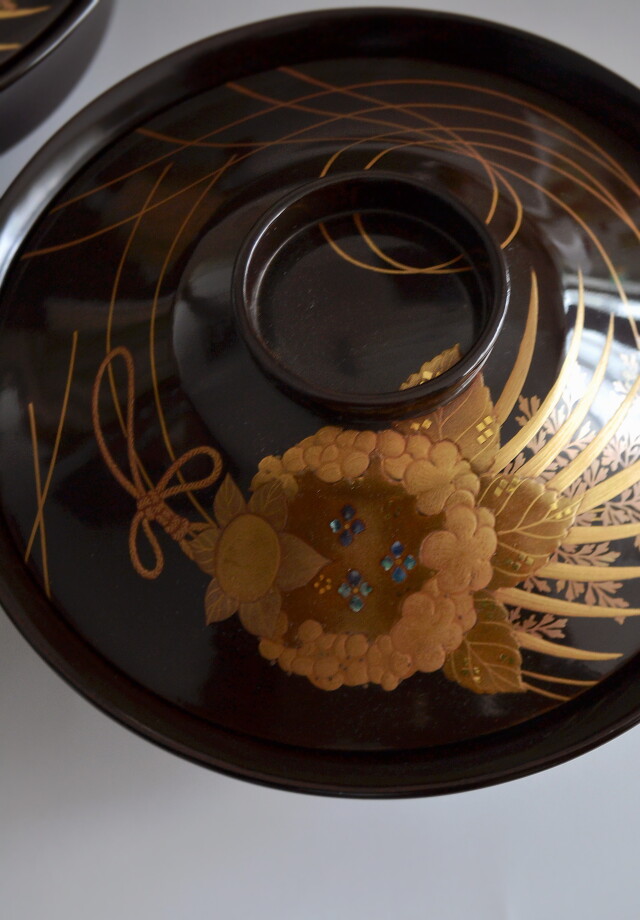 加賀蒔絵漆椀5客 蒔絵椀 漆器 Antique Sam's Collection