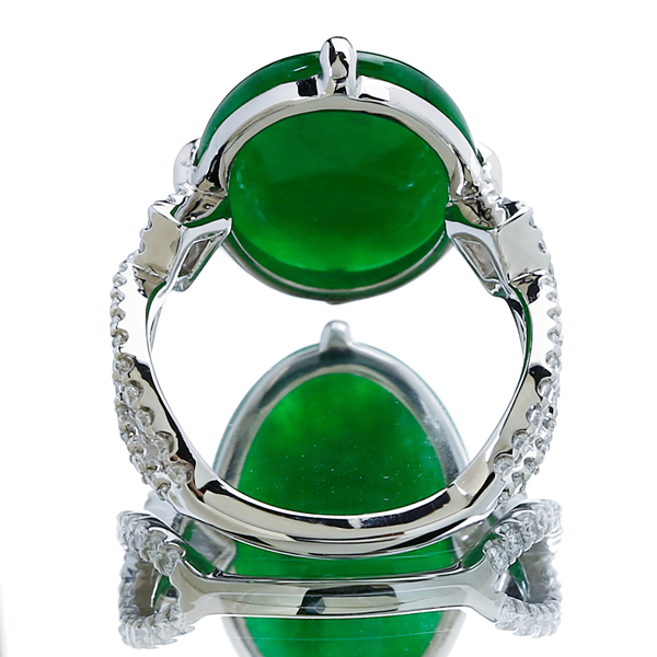 HANDMADE】PT900 ロウカン翡翠 8.02ct リング ダイヤモンド 0.368ct