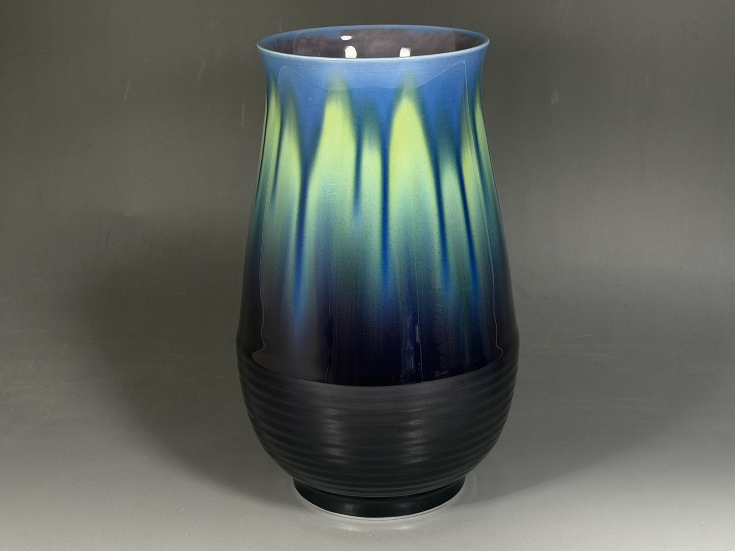 人間国宝 三代 徳田正彦 碧彩釉 花瓶 | 新栄堂