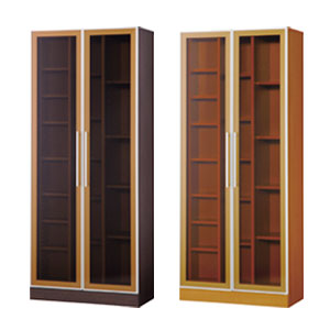 小島工芸・本格派書斎家具メーカーのガラス扉付きスライド書棚【書斎