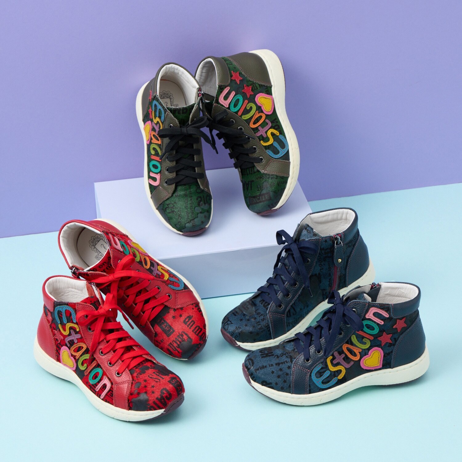 エスタシオン 牛革 空気循環ソール ハイカットシューズ- ショップ