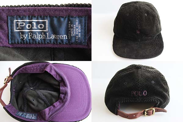90s ポロ ラルフローレン 太畝 コーデュロイキャップ 黒 - Sixpacjoe