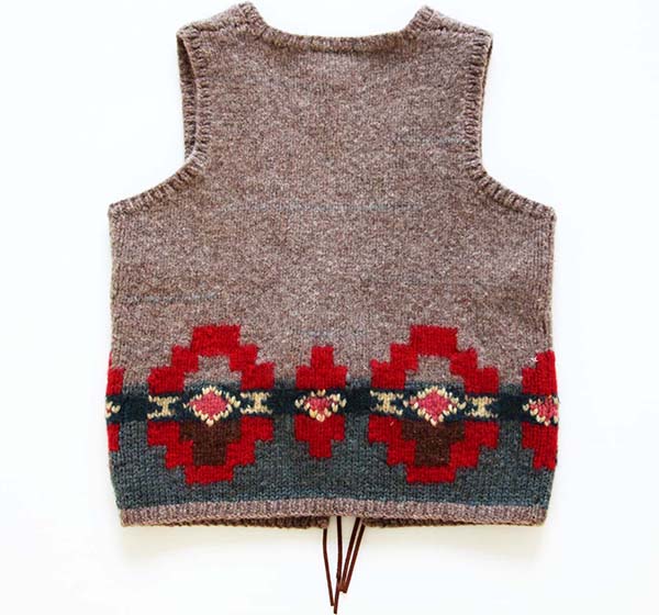 00s LAUREN ラルフローレン ネイティブ柄 ウール ハンドニット ベスト