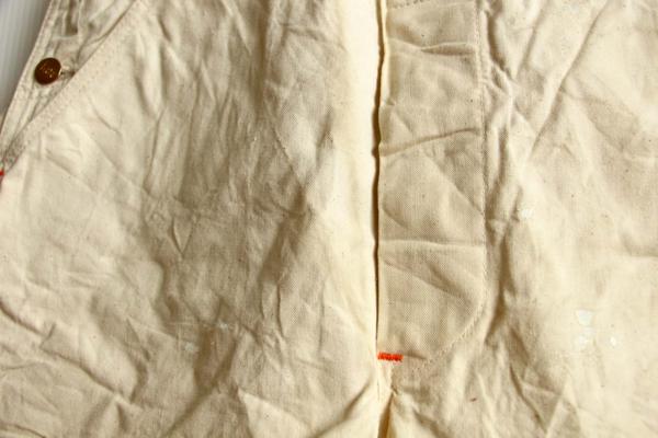 70s USA製 Leeリー 山ポケ コットン オーバーオール ペンキ飛び 生成り