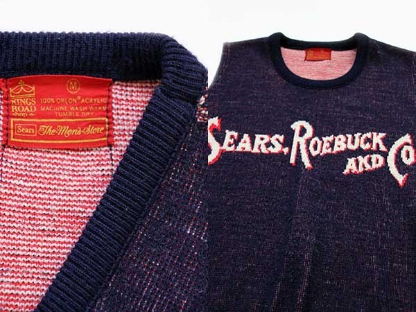 70s Sears KINGS ROAD SEARS,ROEBUCK AND CO. ロゴ ジャガード ニット