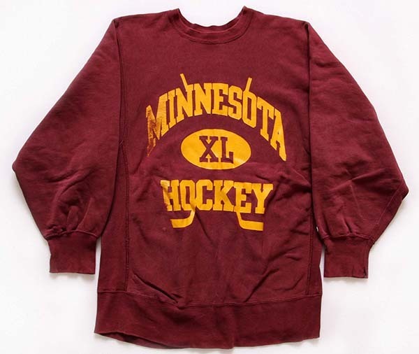 80s USA製 Championチャンピオン MINNESOTA HOCKEY 三段中抜き
