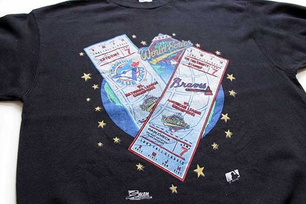 90s SALEM MLB 1992 World Series BLUE JAYS×Braves スウェット 黒 L