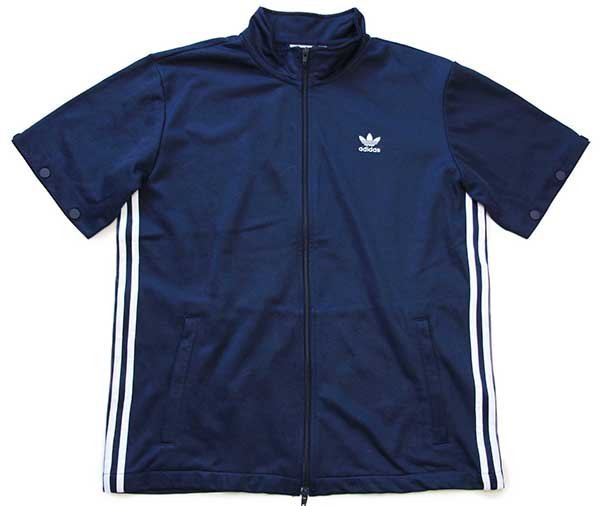 adidasアディダス トレフォイル ロゴ刺繍 2WAY トラックジャケット 紺