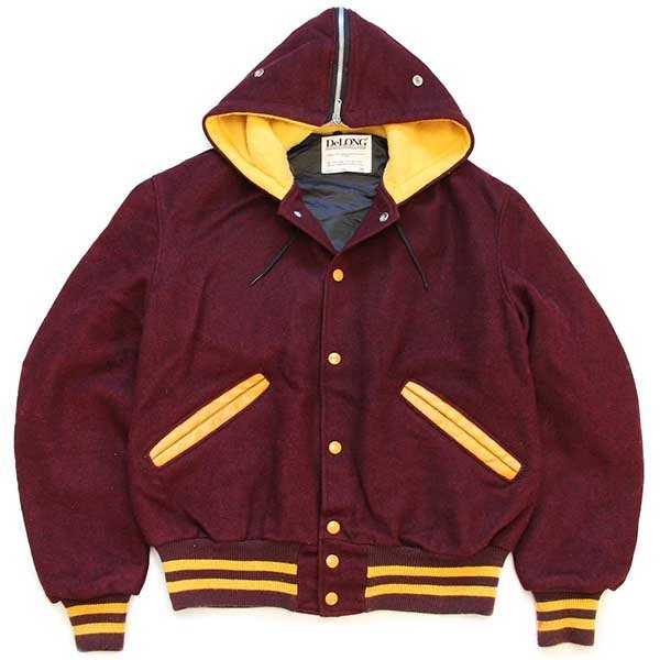 90s USA製 DeLONGデロング セーラーカラー メルトン ウール スタジャン