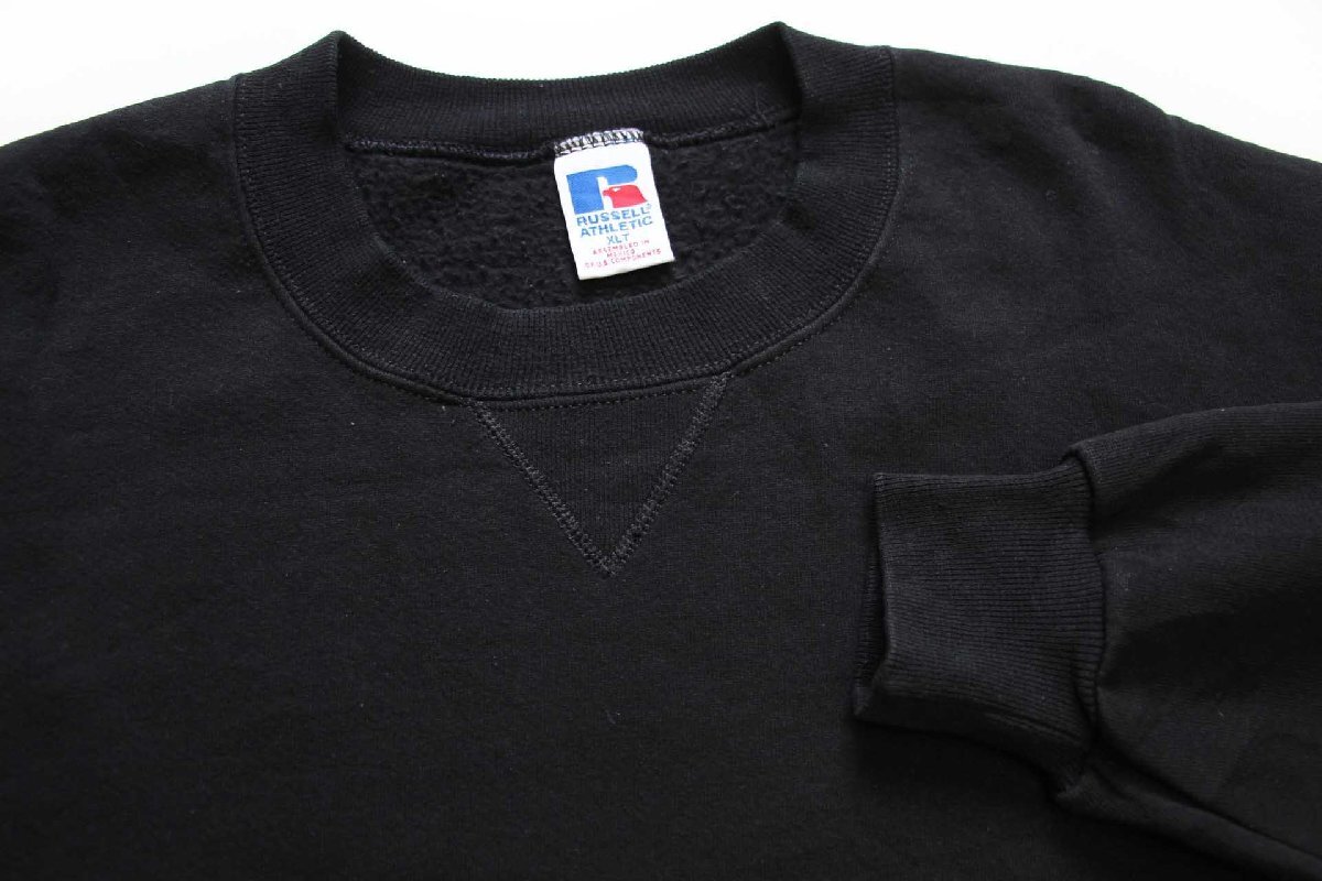 90s メキシコ製 RUSSELLラッセル 無地 前V スウェット 黒 XLT