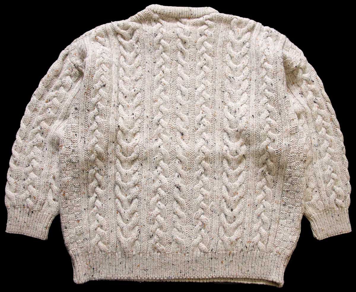 アイルランド製 aran crafts ケーブル編み ネップ入り ウールニット