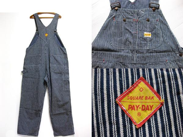 50s PENNEY'S PAYDAY ランダムヒッコリー ストライプ オーバーオール