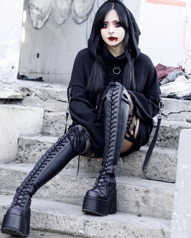 取り寄せ]CAMEL-300 / PUレザー / ニーハイブーツ【DEMONIA】 | Spider