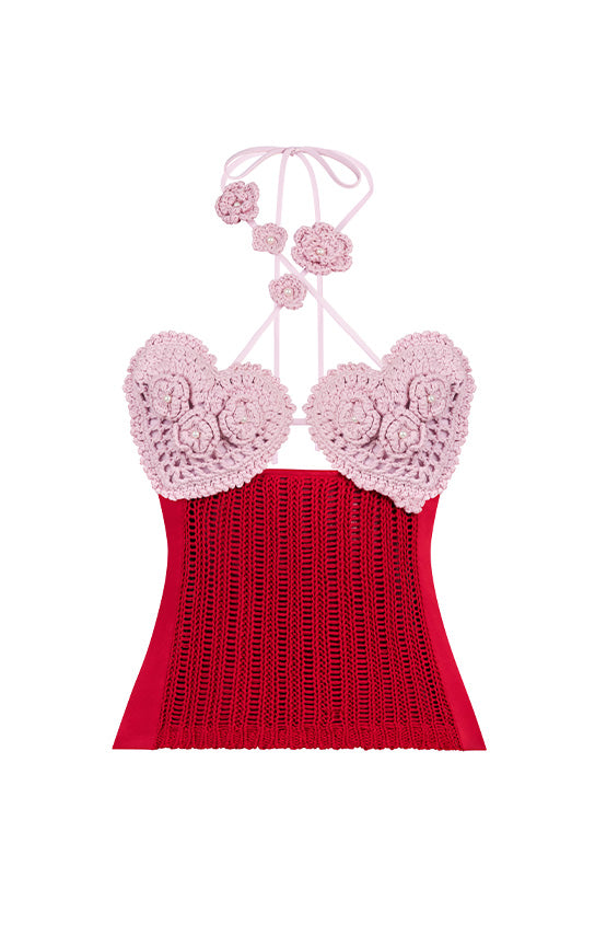 Ms. Heart Floral Crochet Bustier (Two Tone) – Stolen Stores