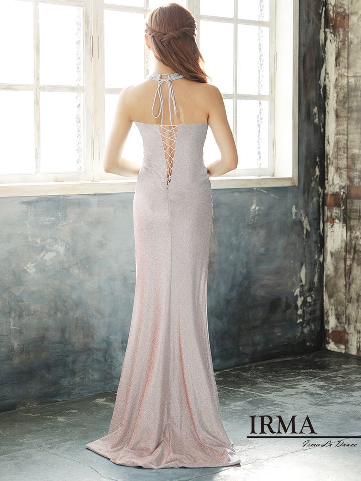 IRMA/イルマ】アメスリ/ ホルターネック/ ラメ/ 刺繍レース/ スリット