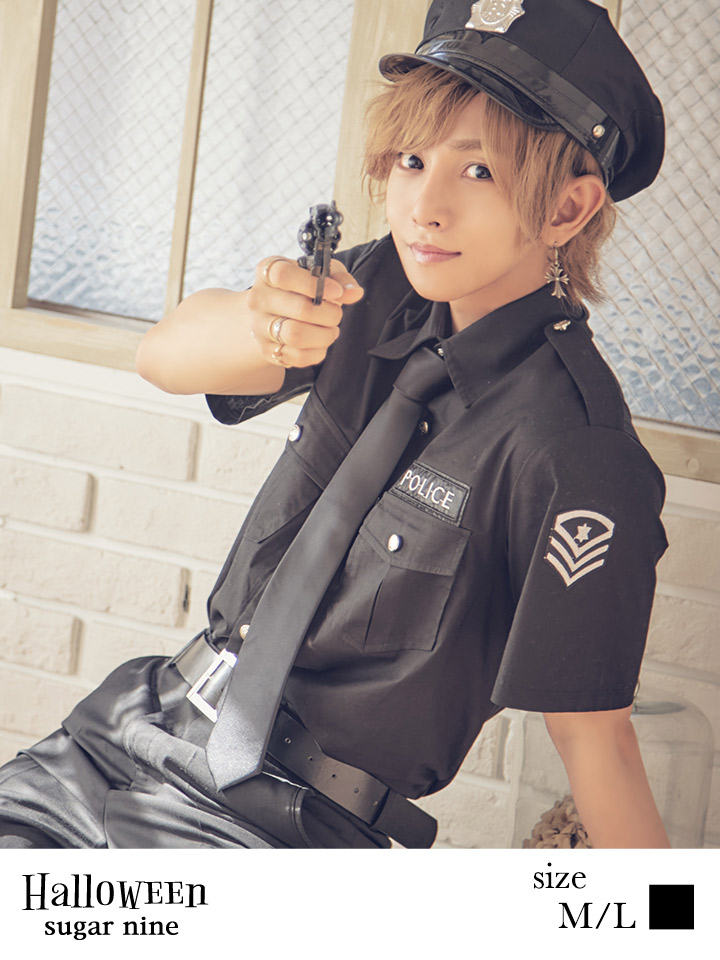 即日発送】メンズブラックポリス【sugar nineハロウィンコスプレ5点