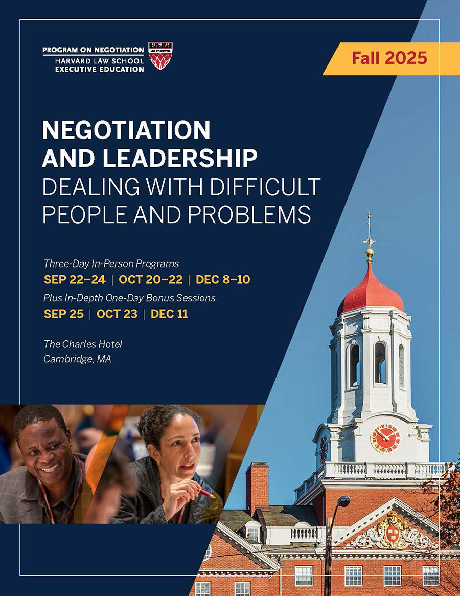 Negotiation Programs - PON - Program on Negotiation at Harvard Law