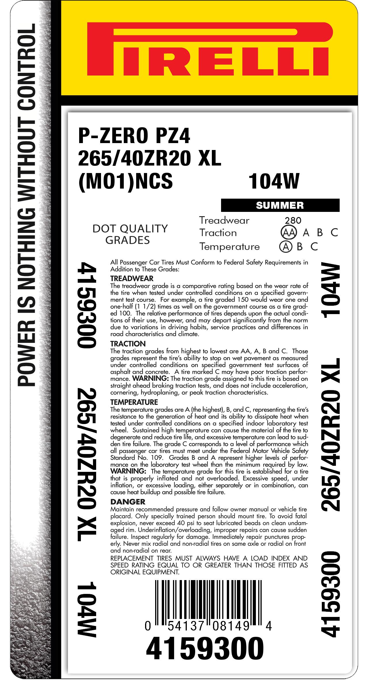 P ZERO™ (PZ4) 265/40R20 104Y XL AUDI PNCS | Pirelli
