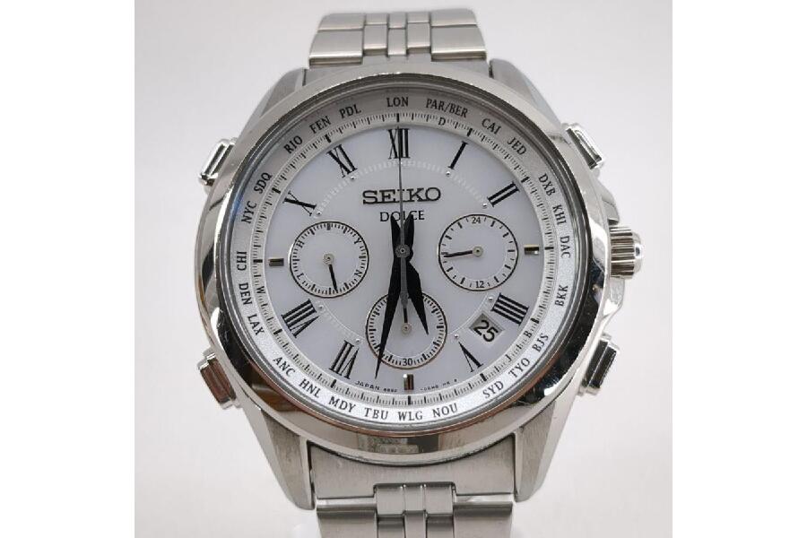 SEIKO セイコー ドルチェ 8B92-0AJ0 電波ソーラー クロノグラフ 白文字
