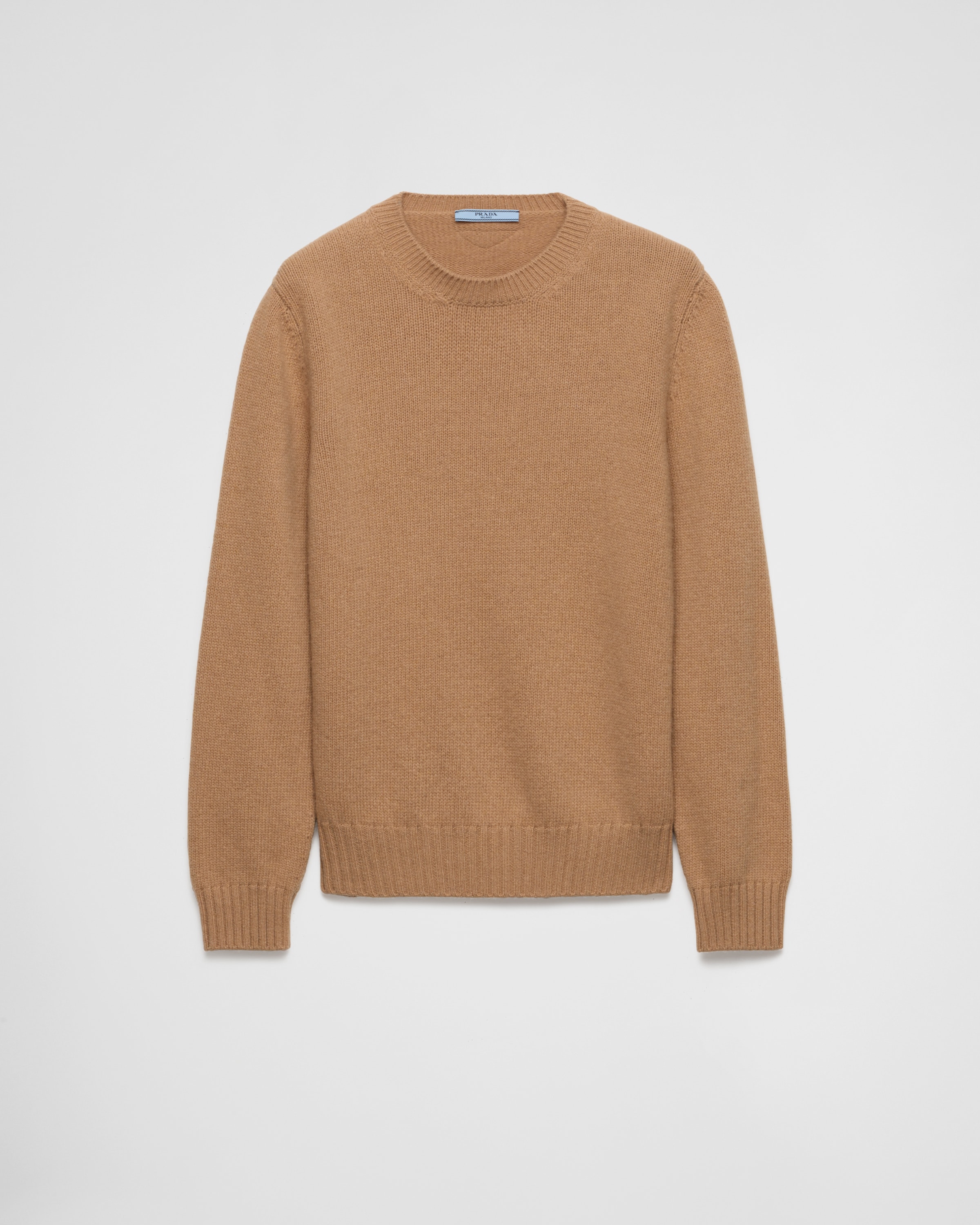Camel Brown Wool And Cashmere Crew-neck Sweater | PRADA