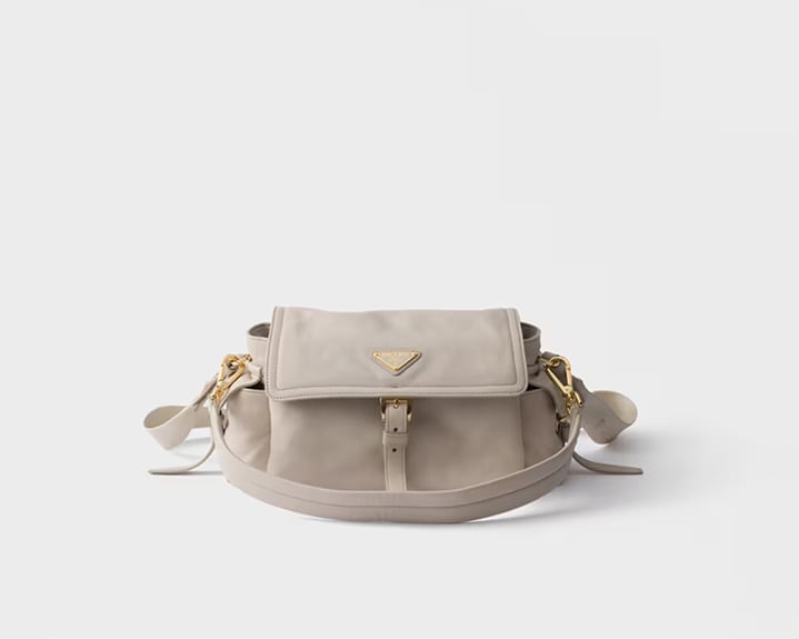 ブラック フラップ付 プラダ アーケ レザー ショルダーバッグ | PRADA